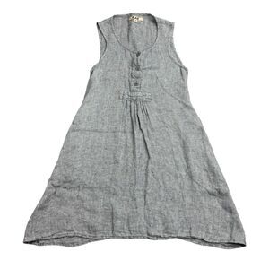 Flax Linen Dress Women’s Size P Small Gray Tunic Woven Sleeveless Breathable